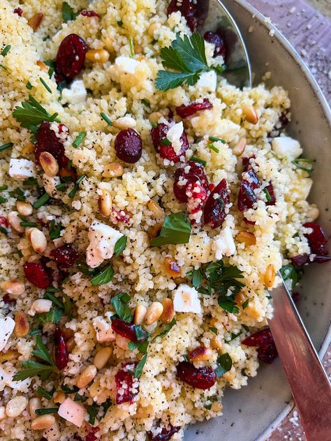 Couscous Fall Salad, Couscous Add Ins, Cranberry Orange Couscous Salad, Couscous With Cranberries, Fall Couscous Recipes, Cranberry Couscous Salad, Couscous Salad Recipes Easy, Fruity Couscous Recipe, Sweet Couscous Recipes