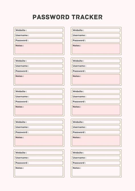 Password Tracker Template, Password Ideas, Password Tracker Printable, Password Printable, Organization Templates, Password Book, Journal Business, Daily Planner Printables Free, Weekly Planner Free Printable