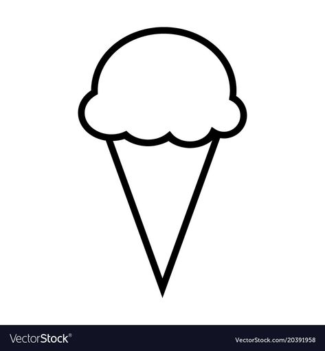 Ice Cream Outline, Food Outline, Ice Cream Clip Art, Simple Ice Cream, Cream Clip, Art Outline, Black Sign, Ice Cream Cone, Transparent Png