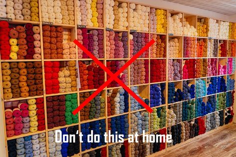 How to store yarn - ideas to organize your stash & mistakes to avoid Yarn Storage Ideas Small Spaces, Diy Yarn Storage Ideas, Diy Yarn Organizer, Storage Ideas Small Spaces, Yarn Storage Ideas, Yarn Storage Solutions, Storing Yarn, Knitting Yarn Storage, Crochet Hook Storage