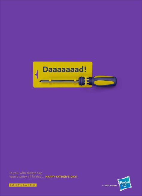 Hasbro Print Advert By Frank & Fame: Daaaaad! | Ads of the World™ Father Day Ad, Diy Birthday Gifts For Him, Fathers Day Post, World Father's Day, Fathers Day Art, Ad Of The World, Digital Marketing Design, Creative Advertising Design, Ads Of The World