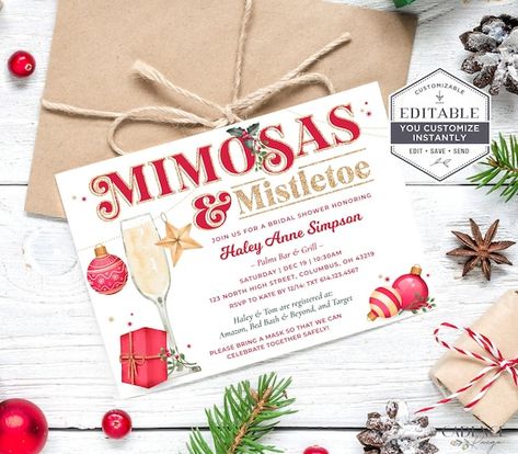 Christmas Bridal Shower Invitations, Christmas Fiesta, Winter Bridal Shower Invitations, Christmas Bridal Shower, Christmas Bridal Showers, Favorite Things Party, Winter Bridal Showers, Brunch Invitations, Posh Style