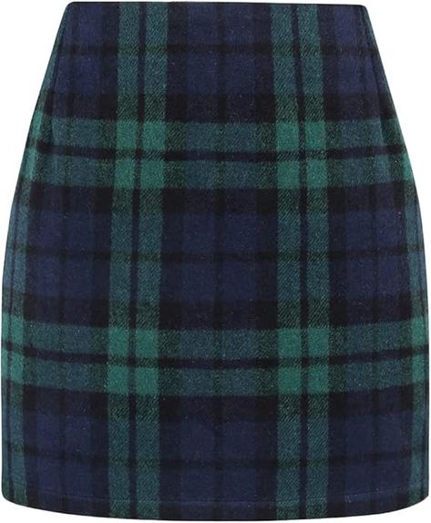 Plaid Mini Skirt for Women High Waist A line Bodycon Pencil Fall Skirts, Brown, Small : Amazon.ca: Clothing, Shoes & Accessories Green Tartan Skirt, High Waisted Plaid Skirt, Slim Fit Skirts, Rok Mini, Plaid Pencil Skirt, Wool Mini Skirt, Wool Pencil Skirt, Trendy Winter, Printed Midi Skirt