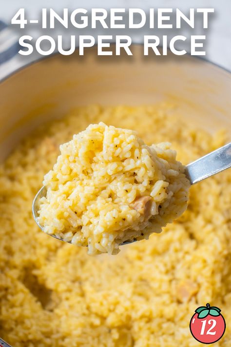 4-Ingredient Souper Rice | 12 Tomatoes Cheesy Minute Rice Recipes, 10 Minute Rice Soup 12 Tomatoes, 10 Minute Rice Soup, Rice And Cheese Recipes, Easy Minute Rice Recipes, Instant Rice Recipes Side Dishes, Minute Rice Recipes Side Dish, Souper Rice, Cheesy Rice Recipes