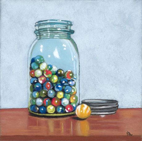 Great way to reward the class. For every time all the students hand in hw, are prepared for class, good behavior etc, they get one marble, take away/don't get a marble if they misbehave and so on. Fill up the jar and they get free choice or extra free choice, or a little class party. Teaches children to follow directions. Kindness Projects, Glass Frog, Jar Art, Marble Painting, Pastel Painting, Help People, Childrens Art, Free Wallpaper, Art Google