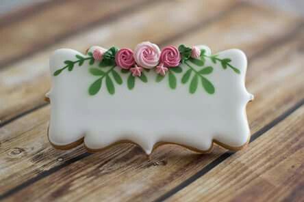 Decorated cookie, roses Flower Sugar Cookies, Wedding Cake Cookies, Spring Cookies, Sugar Cookie Designs, Pretty Cookies, Creative Cookies, Fancy Cookies, Beautiful Cookies, Flower Cookies