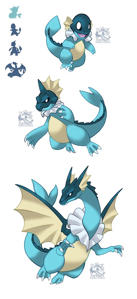 PokeFusion Vaporeon-Char Family by Darksilvania Pokefusion Art, Deviantart Pokemon, Pokemon Mix, Pokemon Fusions, Pokemon Fusion Art, Mega Pokemon, Pokemon Breeds, Oc Pokemon, Pokemon Eeveelutions