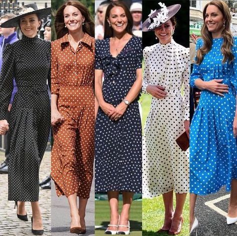 Kate Middleton Princess of Wales and future Queen on Instagram: "Polka Dot Dresses #duchess #duchessofcambridge #catherinemiddleton #princewilliam #dukeofcambridge #princewilliamdukeofcambridge #dukeandduchessofcambridge #princegeorge #princesscharlotte #princesscharlotteofcambridge #princelouis #cambridges #dresses" Polka Dots Dress Outfit, Dots Dress Outfit, Princess Of Wales Kate Middleton, Princess Of Wales Kate, Kate Middleton Style Dresses, Royal Fashion Police, Princess Kate Style, Kate Middleton Style Outfits, Polka Dot Dresses