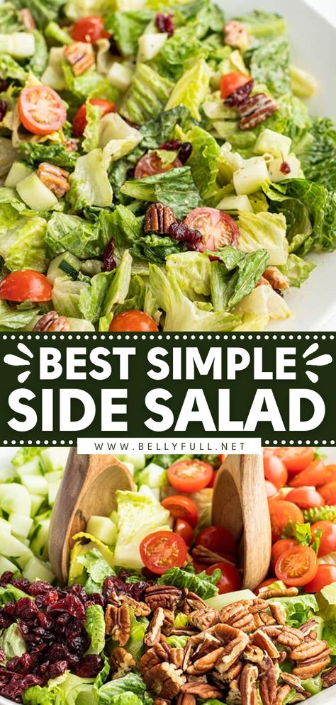 Best Simple Side Salad Side Dish For Steak, Easy Green Salad Recipes, Simple Side Salad, Salad Meals, Salad Recipes For Parties, Bbq Salads, Side Salad Recipes, Leafy Salad, Quick Salads