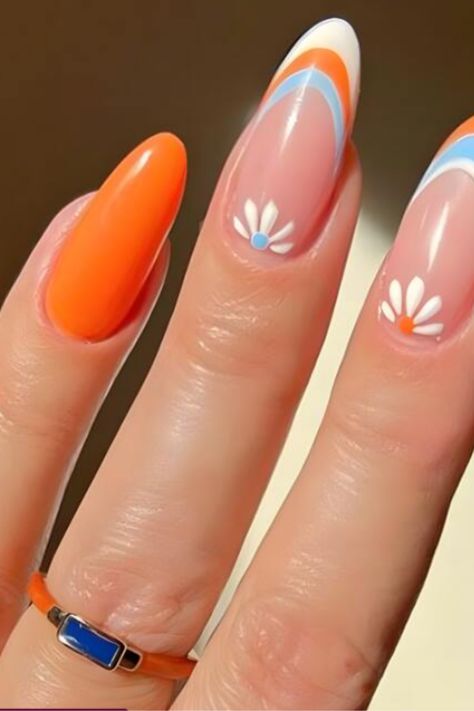 24pcs/set Long Oval Shaped Elegant Orange False Nails W False Nails, Oval Shape, Nail Art, Orange, Nails, Art, Nail Arts