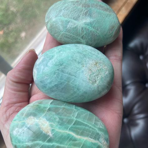 Green Moonstone palm stones are now available in my shop. Other palm stones available. Green Stones And Crystals, Green Moonstone, Palm Stones, Beautiful Crystals, Pink Envelopes, Handmade Sellers, Green Stones, Thanks A Bunch, Pink Box