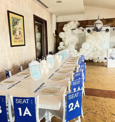 Captain Upgrade Party, Flight Party Theme, Flight Attendant Birthday Theme, Pilot Themed Bachelorette Party, Plane Party Decorations, Plane Party Ideas, Airplane Graduation Party, Airline Theme Party Ideas, Airline Party Theme