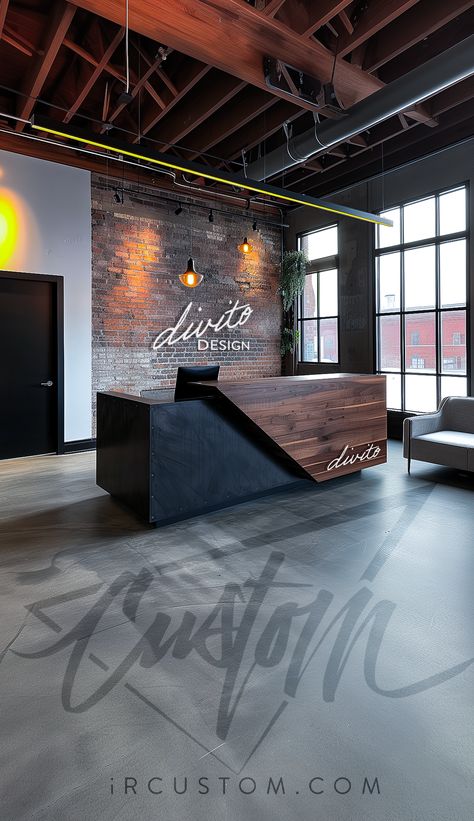 Industrial Reception Area, Barista Counter, Receptionist Design, Gym Reception, Industrial Reception Desk, Clinic Reception, Salon Reception Area, Industrial Reception, Open Office Design