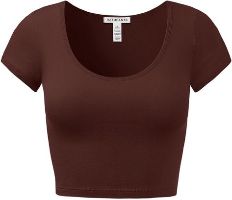 Amazon Tops For Women, Basic Clothes, Amazon Tops, Scoop Neck Crop Top, Short Sleeve Tops, Scoop Neck Top, Basic Outfits, Casual Style Outfits, Style Outfits