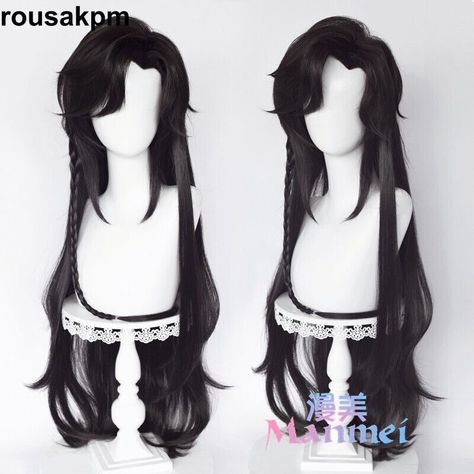 Hair Pieces Long Hair, Mona Wig Genshin, Long Brown Cosplay Wig, Zhongli Cosplay Wig, Ningguang Wig, Black Long Wig, Hua Cheng Cosplay, Harajuku Wig, Black Cosplay Wig