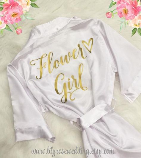 Flower Girl Satin Robe, Flower Girl Robe, Kids Bridal Party Robes, Children Satin Robes, Kids Sizes Bridal Party Robes Wedding Robes Getting Ready, Kids Bridal, Flower Girl Robes, Bridal Coat, Wedding Robes, Satin Robes, Pink Wedding Shoes, Robe Wedding, Wedding Doors