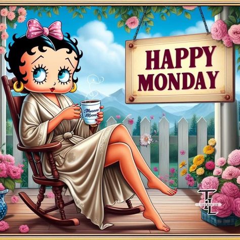 Betty Boop Good Morning, Bettie Boop, Betty Cartoon, Good Morning Wishes Friends, Good Morning Monday, Week Quotes, Betty Boop Classic, Morning Monday, Black Betty Boop