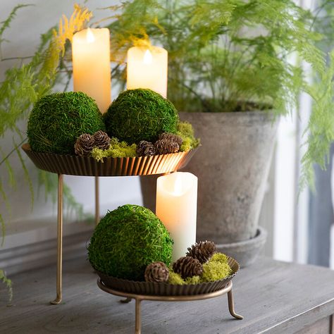 Natural Moss Balls, Set of 3 Moss Centerpieces, Garden Room Ideas, Moss Decor, Decorative Balls, Wedding Display, Moss Balls, Preserved Moss, Tiered Trays, Vase Fillers