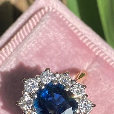 Katherine James on Instagram: "This wonderful vintage Sapphire and Diamond ring has just arrived over on the website, and it’s sapphire ring goals. These fly out, and this is a particularly lovely example, the Sapphire is a great deep blue, not too dark, and it’s a good size and shape, and the surrounding diamonds are beautiful quality. It would make a really lovely engagement ring, or a great right hander, it’s big without being too big to wear everyday, it really is ring goals 💙💙🥰🥰 #sapphi Ring Goals, Vintage Sapphire, Sapphire And Diamond Ring, Deep Blue, Sapphire Ring, Diamond Ring, Engagement Ring, Sapphire, Diamonds