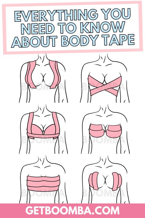 Breast Tape Tutorial, Tape Bra Diy Tutorials, Bra Tape Tutorial, Booby Tape Tutorial, How To Tape Breast, How To Tape Large Breast, Body Tape For Breast, Bh Hacks, Strapless Bra Hacks