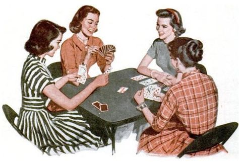 A Housewife's Heaven...afternoon cards with the girls. Pineapple Tidbits, Roger Wilkerson, Bridge Card Game, Bridge Night, Strawberry Pretzel Salad, Plain Bread, Vintage Housewife, Happy Housewife, Cooking Club