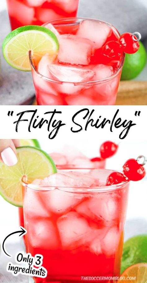 A grown-up version of the classic Shirley Temple mocktail, the "Dirty Shirley" is a sweet blend of lemon-lime soda and cherry flavors, with a vodka kick! Shirley Temple Mocktail Recipe, Uv Cherry Vodka Drinks, Dirty Shirley Temple, Shirley Temple Drink Alcoholic, Dirty Shirley, Shirley Temple Mocktail, Flavored Vodka Drinks, Shirley Temple Drink, Easy Drinks To Make