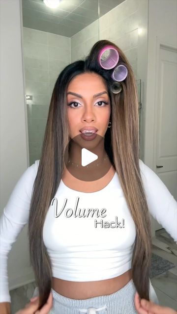 Ariba Pervaiz on Instagram: "Volume hack for straight hair! It forsnt compromise the sleek finish but you still get some movement and bounce at the roots! It’s so easy, no skills required!   Velcro Rollers are linked in my Amazon store!   #hairhacks #flathairhacks #velcrorollers #voluminoushair #flathairtips" Sleek Volume Hair, Straight Volume Hairstyles, How To Give Hair Volume At Roots, Root Volume Straight Hair, Volume In Hair How To Get, Volume To Hair, Hair Styling Products For Volume, How To Get Hair Volume, How To Give Hair More Volume