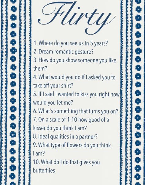 The question game is a game designed to spark conversation between friends. The game first starts off with someone asking the other player to choose a number (1-#). The first person then asks the player the question that corresponds to that number. Find out all the tea about your friends with this game of truth and of course, gossip! How To Start Romantic Conversation, How To Ask For Someones Phone Number, This Or That For Couples, Game With Boyfriend Ideas, Situation Questions Game, Text Games For Couples, Questions To Ask Your Lover, The Question Game, Intentional Questions