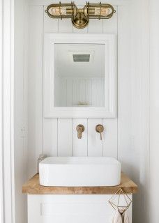 75 Coastal Powder Room Ideas You'll Love - July, 2023 | Houzz Powder Room Coastal Half Baths, Coastal Cottage Powder Room, Coastal Powder Room Mirror, Powder Room Wallpaper Coastal, Beachy Powder Room, Wallpaper Powder Room Small Coastal, Coastal Powder Room Ideas, Coastal Powder Room, Farmhouse Powder Room