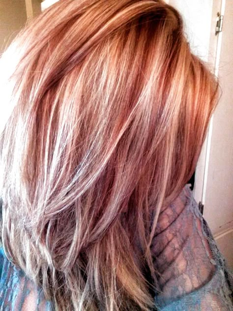 Light blonde with red lowlights for Fall | Blonde hair color balayage ... Highlights With Red Lowlights, Blonde Highlights With Red Lowlights, Lowlights For Fall, Fall Blonde Hair Color Balayage, Hair Color Low Lights, Lowlights On Blonde Hair, Red Lowlights, Blonde With Red, Blonde Hair Color Balayage