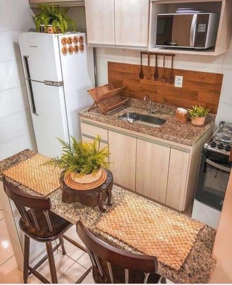 Tiny Kitchen Design, Серая Кухня, Casa Country, Small Kitchen Decor, Casa Vintage, Mini Kitchen, House Design Kitchen, Studio Apartment Decorating, Tiny Kitchen