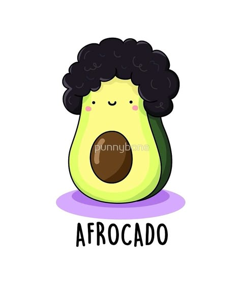 "Afrocado Fruit Food Pun" by punnybone | Redbubble Avocado Puns, Cute Cartoon Food, Punny Puns, Funny Food Puns, Food Pun, Cute Avocado, Cute Puns, Food Puns, Cute Food Drawings