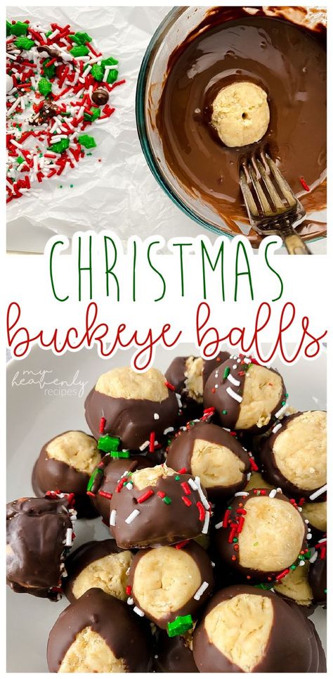 Christmas Buckeye Balls, Christmas Buckeyes, Buckeye Recipe Easy, Buckeye Candy, Buckeye Crafts, Easy Christmas Dessert, Buckeye Balls, Buckeyes Recipe, Favorite Christmas Desserts