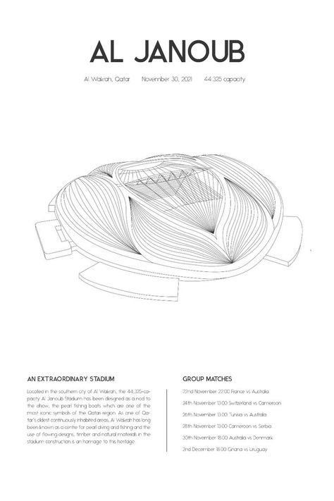 Located in the southern city of Al Wakrah, the 44,325-capacity Al Janoub Stadium has been designed as a nod to the dhow, the pearl fishing boats which are one of the most iconic symbols of the Qatari region Al Janoub Stadium, Qatar Stadium, Zaha Hadid Architecture, Facade Architecture Design, Southern Cities, Etsy Printable Art, World Cup 2022, Zaha Hadid, Facade Architecture