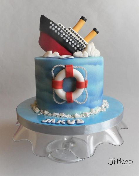 Birthday Cake Titanic, Titanic Themed Party Food, Titanic Cakes For Kids, Titanic Cupcakes, Titanic Birthday Party Ideas, Titanic Cake Ideas, Titanic Birthday Party For Kids, Titanic Themed Birthday, Titanic Party Ideas