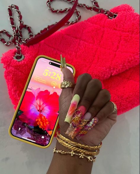 Nail Designs Vacation, Tropical Acrylic Nails, Nails Girly, Cruise Nails, Dearra Nails, Nails Summer Nails, Tropical Nails, Vacation Tropical, Hello Nails