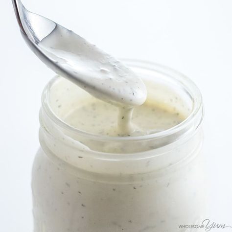 Low Carb Keto Ranch Dressing Recipe (Quick & Easy) Paleo Dips, Keto Ranch Dressing Recipe, Keto Ranch Dressing, Low Carb Ranch Dressing, Keto Ranch, Keto Sauce, Low Carb Salad Dressing, Low Carb Dressing, Keto Condiments