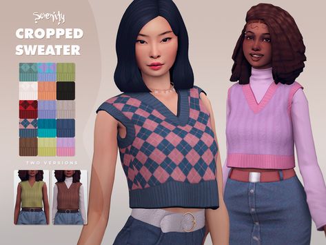 Cropped Sweater (two versions) | Serenity on Patreon Ts4 Crocs Cc, Serenity Cc, Los Sims 4 Mods, Cc Top, Cc Packs, Cc Clothes, Sims 4 Mm Cc, Sims 4 Cc Skin, Sims 4 Mm