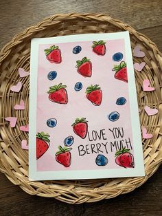 Cute Card Decorations, Fruit Valentines Cards, Valentines Day Card Painting, Valentines Day Homemade Cards, I Love You Art For Him, Valentines Card Homemade, Diy Card Drawing, Cute Friend Birthday Cards, Home Made Mother’s Day Cards