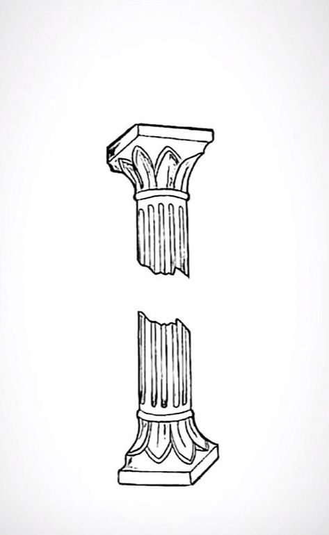 Greek Aesthetic Drawing, Greek Pilar Tattoo, Athens Tattoo Ideas, Ionic Column Tattoo, Pillar Tattoo Design, Greek Pillars Drawing, Greek Mythology Patchwork Tattoos, Greek Statue Tattoo Drawing, Greek Columns Drawing