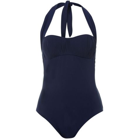 Biba Venus plain pleated swimsuit ($26) ❤ liked on Polyvore featuring swimwear, one-piece swimsuits, swim, swimsuit, accessories, bathing suits, navy, women, navy swimsuit and halter neck swimsuit Modest One Piece Swimsuit, Modest One Piece, Navy Blue Swimsuit, Navy Swimsuit, Halter Neck Swimsuit, Blue Swimsuit, Baddie Outfits, Navy Women, Halter Neck