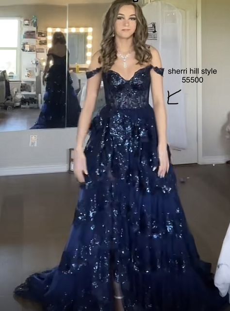 Prom Dresses Corset Top Blue, Prom Dresses Bark Blue Ballgoen, Navy Blue Corset Prom Dress, Corset Top Prom Dress, Midnight Blue Prom Dress Corset, Prom Dresses Aesthetic, Midnight Blue Prom Dresses, Blue Ball Dresses, Blue Prom Dress Sherri Hill