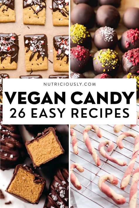 Fill your jars and gift boxes with these tasty vegan candy recipes. From Snickers bars to gummy bears, truffles, bark, and peanut butter cups, there is a toothsome recipe here you will love! Perfect for kids, Halloween, Christmas, and any other special occasion. Healthy Candy Bars, Quick Candy Recipes, Vegan Candy Recipes, Vegan Christmas Candy, Candy Homemade, Vegan Candy, Homemade Vegan Candy, Vegan Christmas Candy Recipes, Plant Based Candy Recipes