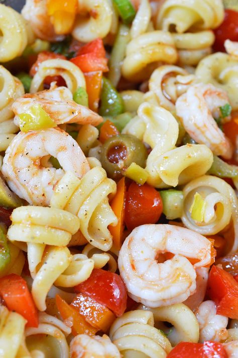 Cold Spaghetti Salad Recipes With Mayo, Pasta And Shrimp Salad, Macaroni Salad Without Mayo, Shrimp Cocktail Salad, Jimmy Buffet Pasta Salad, Shrimp Pasta Salad Recipes, Cold Shrimp Pasta Salad, Cold Shrimp, Salad Shrimp