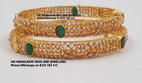 We use finest quality of uncut diamonds to get the perfect finishing.  Presenting Emeralds n uncut diamonds bangles.  Visit us for best designs Uncut Diamond Bangles, Diamonds Bangles, Diamond Bangles, Bridal Gold Jewellery Designs, Uncut Diamond, Diamond Bangle, Bridal Gold Jewellery, Gold Jewellery Design, Jewellery Designs