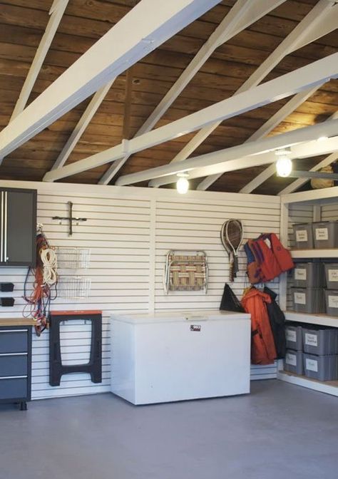 Deep Freezer In Garage, Beadboard Garage Walls, Garage Freezer, Garage Inspiration, Garage Solutions, Farming Ideas, Dressing Room Closet, Freezer Organization, Garage Laundry