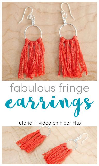 How To Make Leather Fringe Earrings, Embroidery Floss Jewelry, Yarn Earrings Jewelry, How To Make Fringe Earrings, Embroidery Floss Earrings, Diy Yarn Earrings, Fringe Earrings Diy, Earrings Homemade, Yarn Jewelry