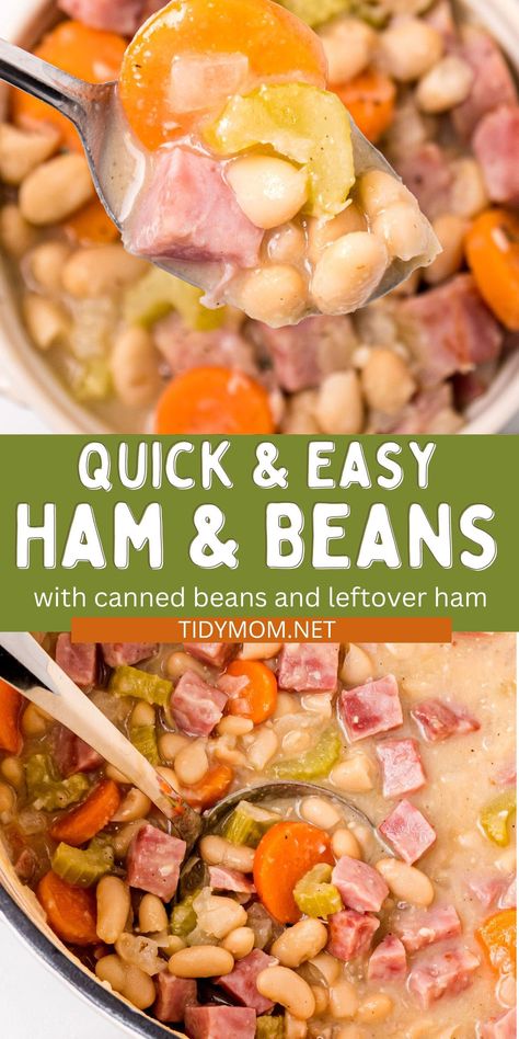 Ham N Beans Recipe, Basic Ham And Bean Soup, Navy Bean And Ham Soup With Canned Beans, Ham And Bean Soup Using Canned Beans, Ham And Bean Soup Canned Beans, Easy Ham And Bean Soup With Canned Beans, Canned Beans And Ham, Old Fashioned Ham And Bean Soup, Ham And Beans With Canned Beans