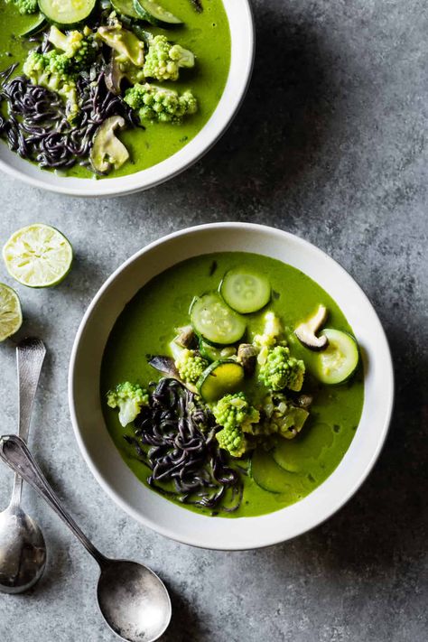 Green Noodle Soup with Coconut Lemongrass Broth {vegan & gluten-free} Lemongrass Broth, Vegetable Photography, Tofu Broccoli, Bojon Gourmet, Citrus Recipes, Vegan Soups, Black Rice, Snap Peas, Vegan Soup