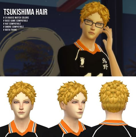 Sims 4 Cc Haikyuu Uniform, Sims 4 Haikyuu Cc, Eboy Hair, Anime Hairstyles Male, Mod Hair, Cc Hair, Sims 4 Anime, Male Hair, Sims 4 Expansions